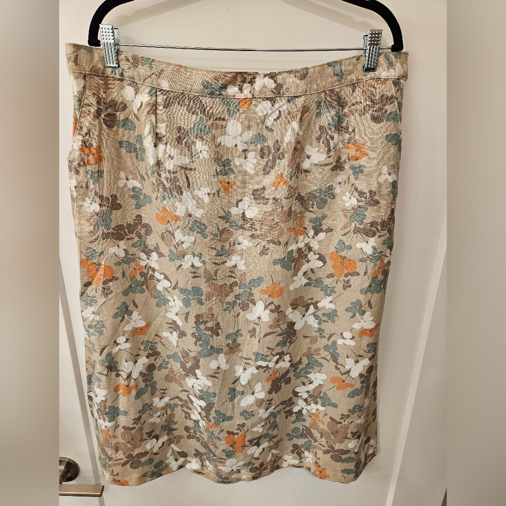 NWT -   100% Linen Vintage L L Bean Skirt - Size 16 Reg